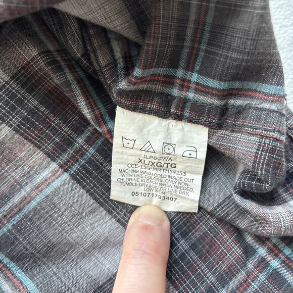 Wrangler Jeans Co Men X Large Plaid Western Shirt Pearl Snap Long Sleeve Gray - Picture 14 of 15